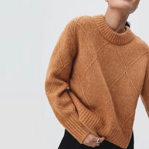 Everlane Diamond-Stitch Cloud Crew Sweater in Ginger Root